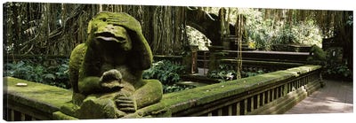 Statue of a monkey in a temple, Bathing Temple, Ubud Monkey Forest, Ubud, Bali, Indonesia Canvas Art Print