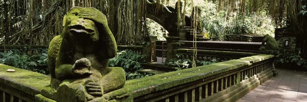 Indonesia: Statue of a monkey in a temple, Bathing Temple, Ubud Monkey Forest, Ubud, Bali, Indonesia by Panoramic Images