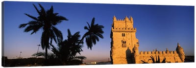 Low angle view of a tower, Torre De Belem, Belem, Lisbon, Portugal Canvas Art Print - Palm Tree Art