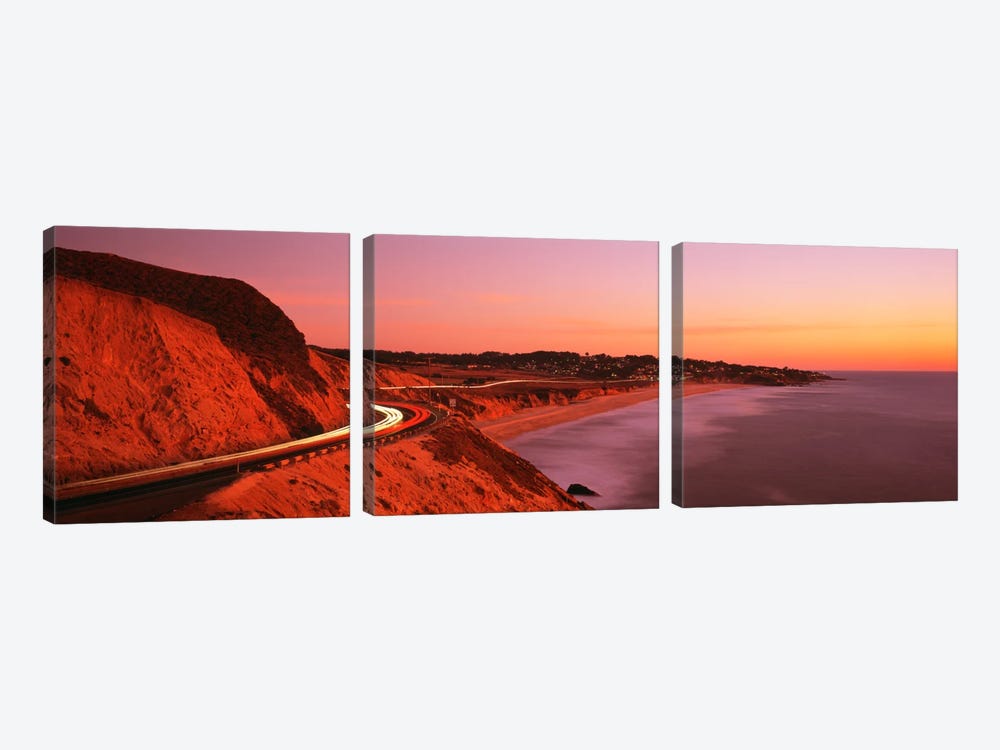 Motion Blur Along A Coastal Landscape At Sunset, California, USA by Panoramic Images 3-piece Canvas Art Print