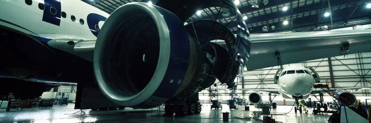 Airliners In A Maintenance Hangar, Montreal-Mirabel International Airport, Mirabel, Quebec, Canada by Panoramic Images wall art