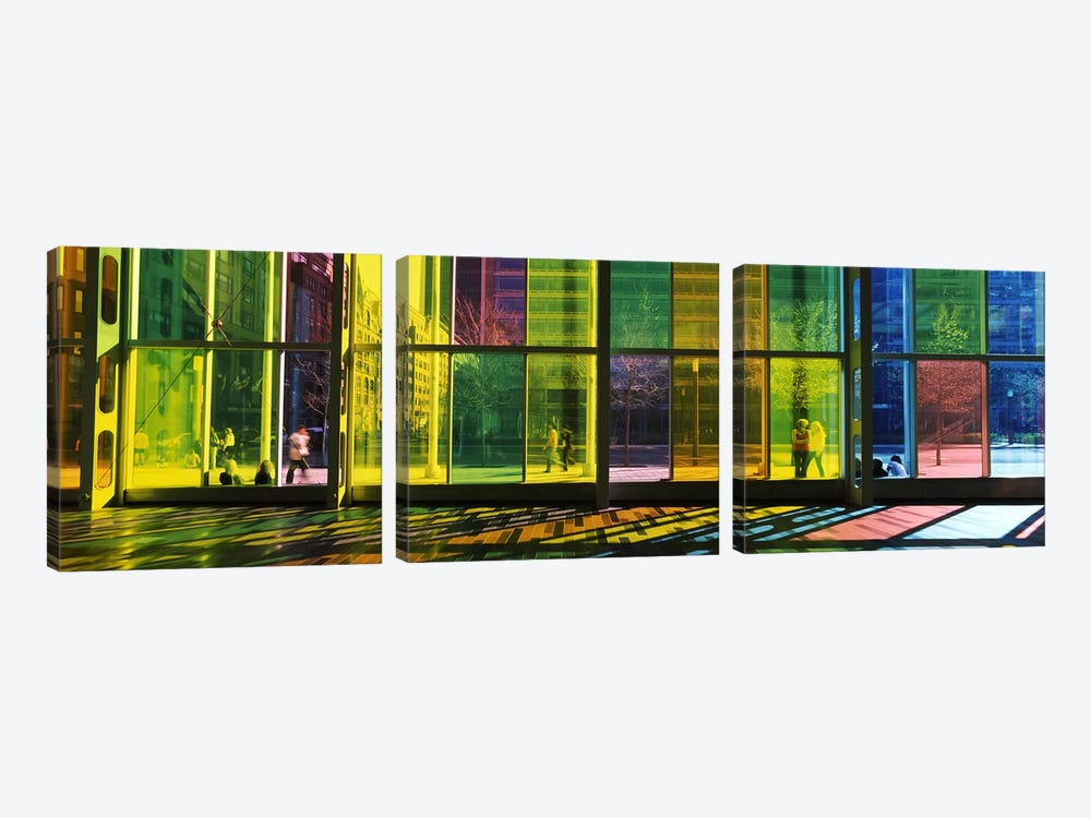 Multi-colored Glass Facade, Palais des congres de Montreal, Villa-Marie, Montreal, Quebec, Canada by Panoramic Images 3-piece Canvas Art Print
