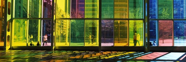 Montreal: Multi-colored Glass Facade, Palais des congres de Montreal, Villa-Marie, Montreal, Quebec, Canada by Panoramic Images