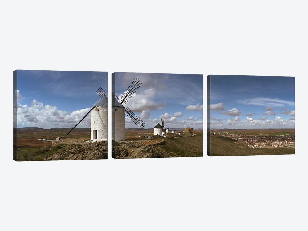 Traditional windmill on a hill, Consuegra, Toledo, Castilla La Mancha, Toledo province, Spain by Panoramic Images 3-piece Canvas Print
