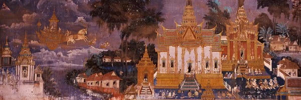 Cambodia: Ramayana murals in a palace, Royal Palace, Phnom Penh, Cambodia by Panoramic Images