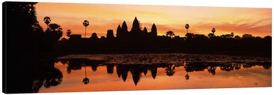 Silhouette of a temple, Angkor Wat, Angkor, Cambodia Canvas Art Print - Buddhism Art