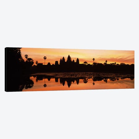Silhouette of a temple, Angkor Wat, Angkor, Cambodia Canvas Print #PIM7326} by Panoramic Images Canvas Print