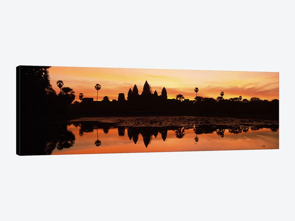 Silhouette of a temple, Angkor Wat, Angkor, Cambodia by Panoramic Images 1-piece Canvas Art