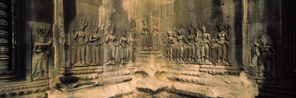 Angkor Wat: Bas relief in a temple, Angkor Wat, Angkor, Cambodia by Panoramic Images