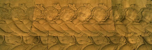 Angkor Wat: Bas relief in a temple, Angkor Wat, Angkor, Cambodia #2 by Panoramic Images