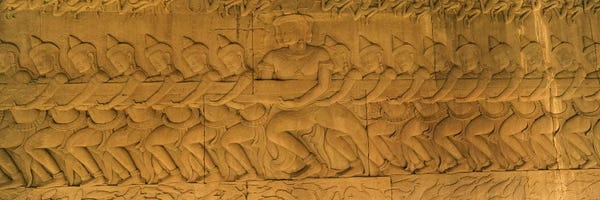 Angkor Wat: Bas relief in a temple, Angkor Wat, Angkor, Cambodia #3 by Panoramic Images