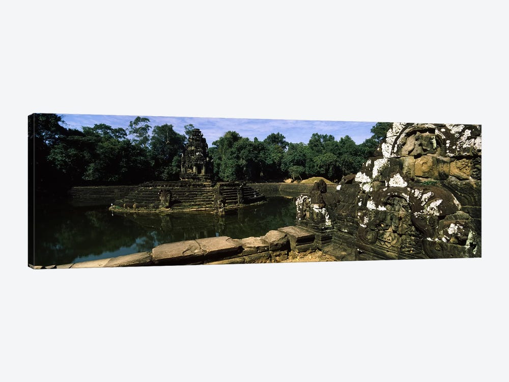 Statues in a temple, Neak Pean, Angkor, Cambodia by Panoramic Images 1-piece Canvas Art Print