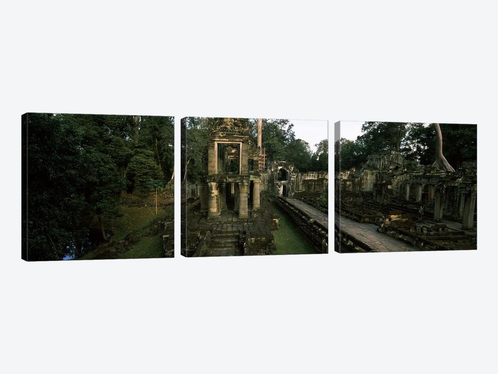 Ruins of a temple, Preah Khan, Angkor, Cambodia #2 by Panoramic Images 3-piece Canvas Art Print