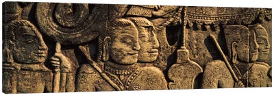 Sculptures in a temple, Bayon Temple, Angkor, Cambodia Canvas Art Print - Cambodia Art