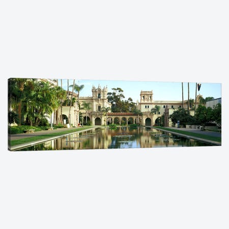Reflecting pool in front of a building, Balboa Park, San Diego, California, USA Canvas Print #PIM7360} by Panoramic Images Canvas Wall Art