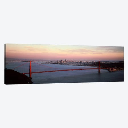 Suspension bridge across a bay, Golden Gate Bridge, San Francisco Bay, San Francisco, California, USA Canvas Print #PIM7363} by Panoramic Images Canvas Artwork