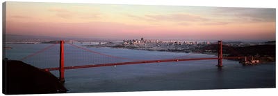 Suspension bridge across a bay, Golden Gate Bridge, San Francisco Bay, San Francisco, California, USA Canvas Art Print - City Sunrise & Sunset Art