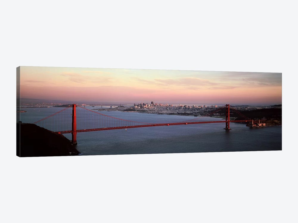 Suspension bridge across a bay, Golden Gate Bridge, San Francisco Bay, San Francisco, California, USA by Panoramic Images 1-piece Canvas Art Print