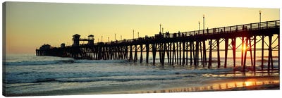 Pier in the ocean at sunsetOceanside, San Diego County, California, USA Canvas Art Print - Panoramic Photography