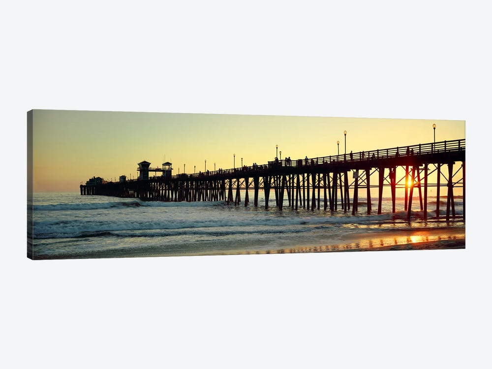 Pier in the ocean at sunsetOceanside, San Diego County, California, USA 1-piece Art Print