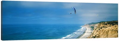 Paragliders over the coast, La Jolla, San Diego, California, USA Canvas Art Print - Extreme Sports