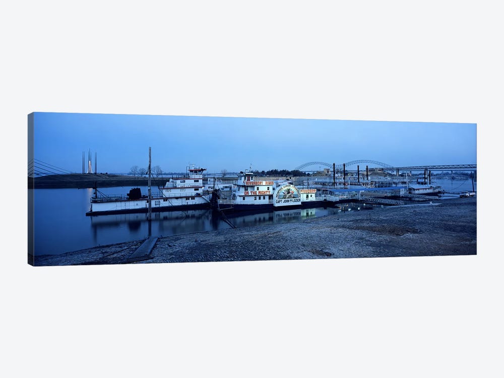 Boats moored at a harborMemphis, Mississippi River, Tennessee, USA by Panoramic Images 1-piece Canvas Art