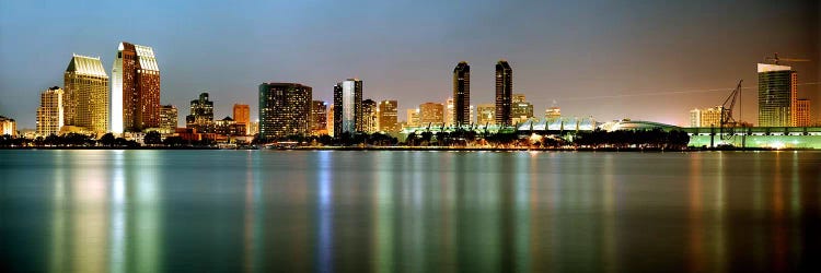 City skyline at night, San Diego, California, USA