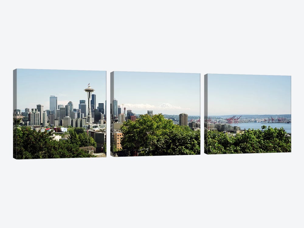 Skyscrapers in a citySpace Needle, Seattle, Washington State, USA by Panoramic Images 3-piece Canvas Art