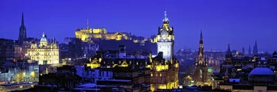 Illuminated Cityscape, Old Town, Edinburgh, Scotland, United Kingdom by Panoramic Images canvas print