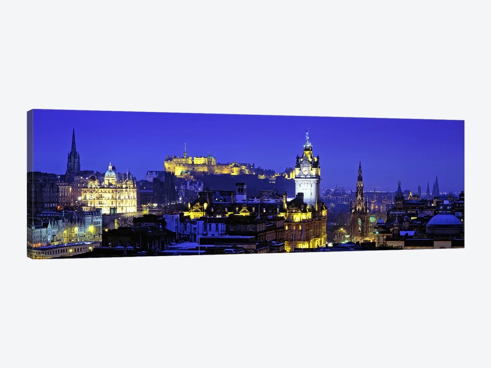 Illuminated Cityscape, Old Town, Edinburgh, Scotland, United Kingdom by Panoramic Images 1-piece Canvas Art Print