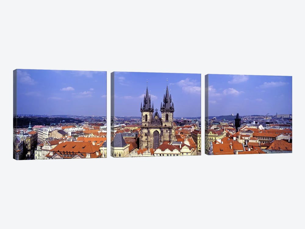 Church in a city, Tyn Church, Prague Old Town Square, Prague, Czech Republic by Panoramic Images 3-piece Canvas Art