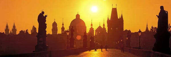 City Sunrises & Sunsets: Statues along a bridgeCharles Bridge, Prague, Czech Republic by Panoramic Images