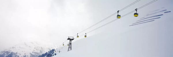 Austria: Ski lifts in a ski resort, Arlberg, St. Anton, Austria by Panoramic Images