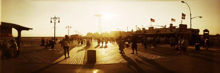 Tourists walking on a boardwalkConey Island Boardwalk, Coney Island, Brooklyn, New York City, New York State, USA