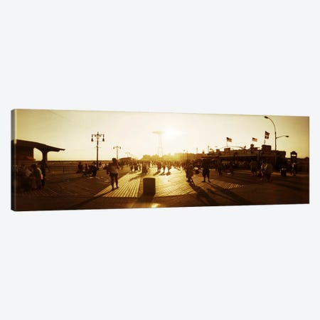 Tourists walking on a boardwalkConey Island Boardwalk, Coney Island, Brooklyn, New York City, New York State, USA Canvas Print #PIM7396} by Panoramic Images Canvas Art