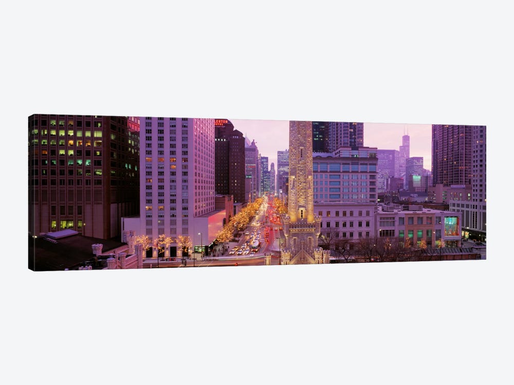 Twilight, Downtown, City Scene, Loop, Chicago, Illinois, USA by Panoramic Images 1-piece Canvas Art Print