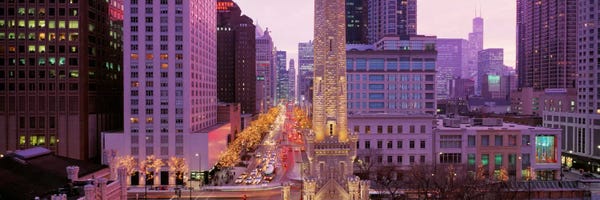 Illinois: Twilight, Downtown, City Scene, Loop, Chicago, Illinois, USA by Panoramic Images
