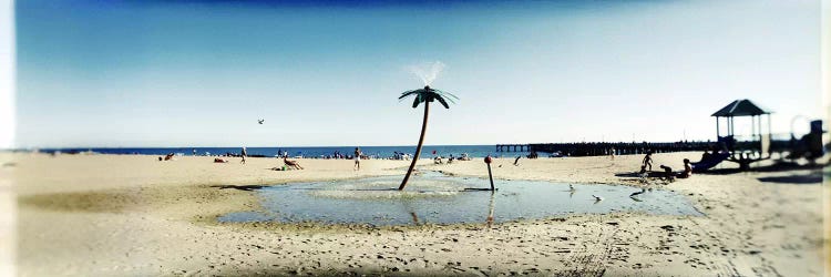 Palm tree sprinkler on the beachConey Island, Brooklyn, New York City, New York State, USA