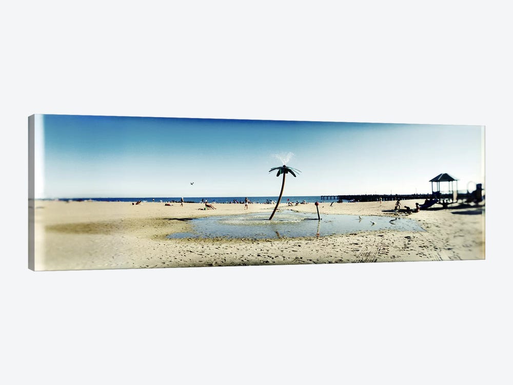 Palm tree sprinkler on the beachConey Island, Brooklyn, New York City, New York State, USA by Panoramic Images 1-piece Canvas Wall Art