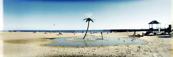 Brooklyn: Palm tree sprinkler on the beachConey Island, Brooklyn, New York City, New York State, USA by Panoramic Images