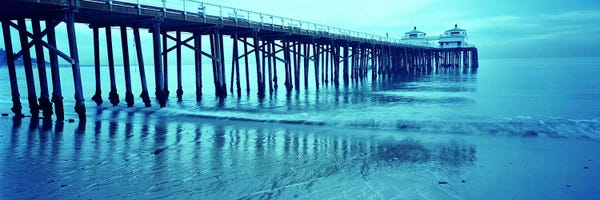 Malibu: Pier at sunset, Malibu Pier, Malibu, Los Angeles County, California, USA by Panoramic Images