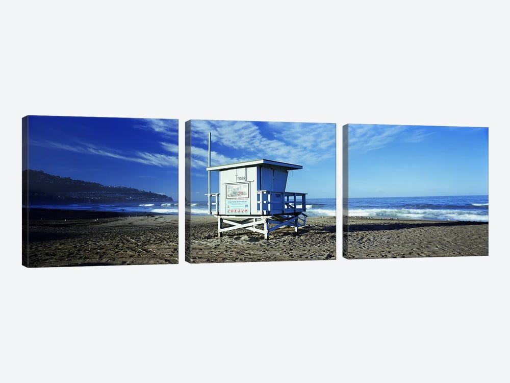 Lifeguard hut on the beach, Torrance Beach, Torrance, Los Angeles County, California, USA by Panoramic Images 3-piece Canvas Print