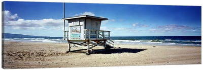 Lifeguard hut on the beach8th Street Lifeguard Station, Manhattan Beach, Los Angeles County, California, USA Canvas Art Print - Manhattan Art