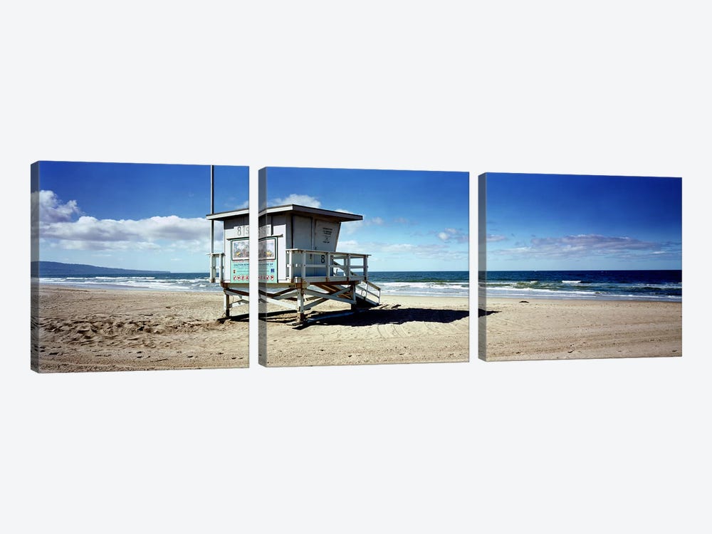 Lifeguard hut on the beach8th Street Lifeguard Station, Manhattan Beach, Los Angeles County, California, USA by Panoramic Images 3-piece Canvas Artwork