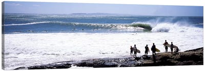 Silhouette of surfers standing on the beach, Australia #2 Canvas Art Print - Wave Art