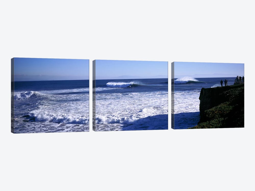 Cresting Ocean Waves, Santa Cruz County, California, USA by Panoramic Images 3-piece Canvas Art Print