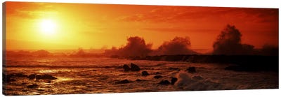Waves breaking on rocks in the sea, Three Tables, North Shore, Oahu, Hawaii, USA Canvas Art Print - Oahu