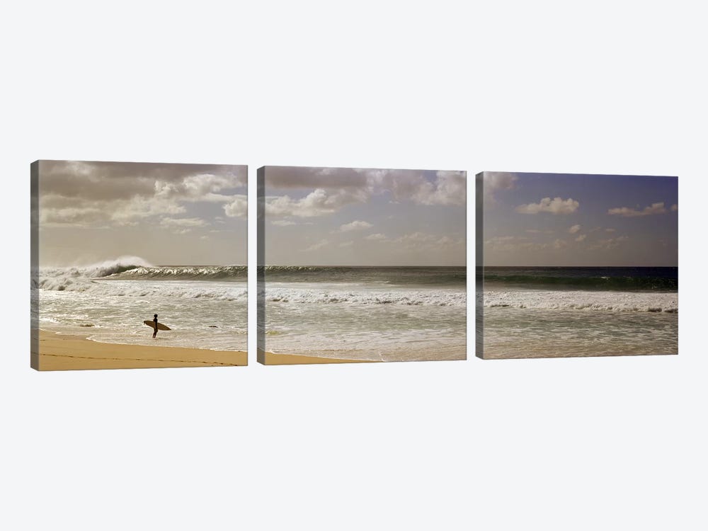 Lone Surfer, North Shore, O'ahu, Hawai'i, USA by Panoramic Images 3-piece Canvas Art