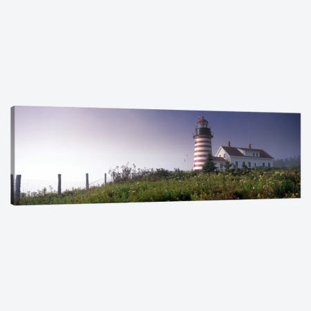 Low angle view of a lighthouse, West Quoddy Head lighthouse, Lubec, Washington County, Maine, USA Canvas Print #PIM7435} by Panoramic Images Canvas Print