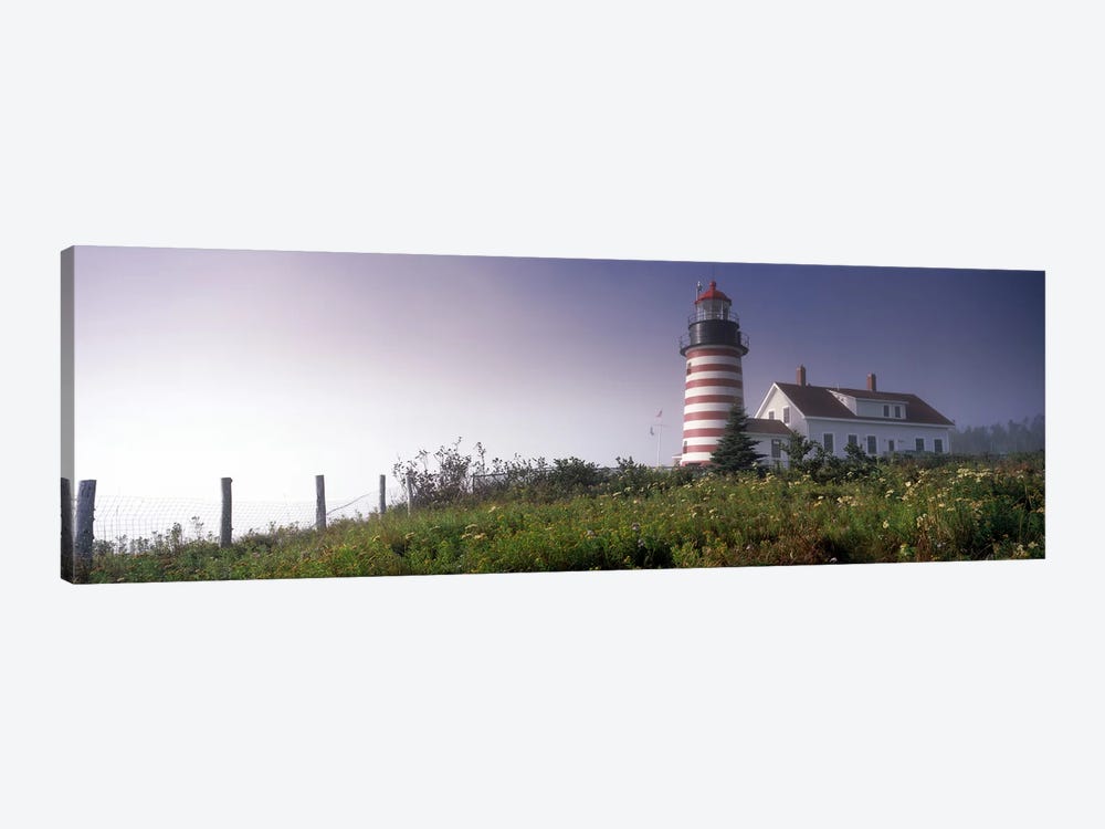 Low angle view of a lighthouse, West Quoddy Head lighthouse, Lubec, Washington County, Maine, USA by Panoramic Images 1-piece Art Print